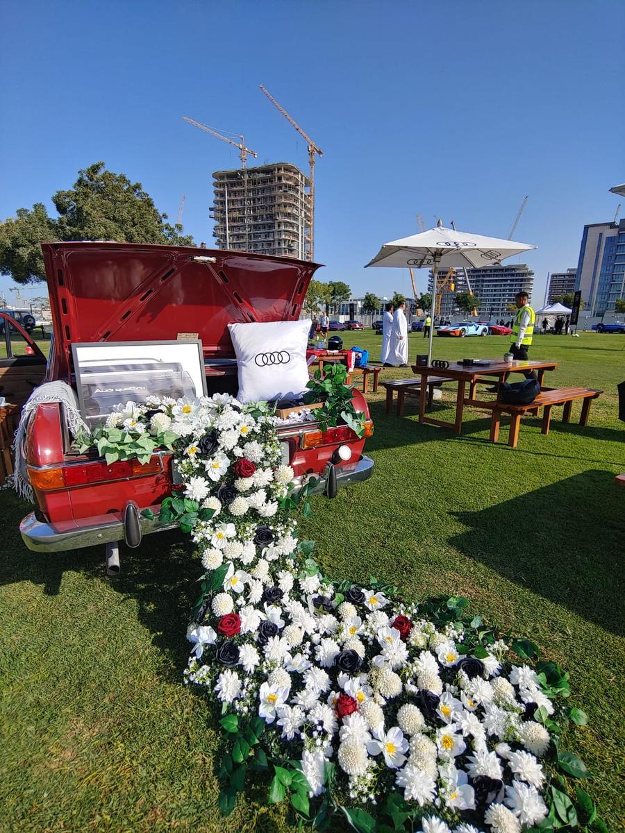 Corporate outdoor event car installation UAE